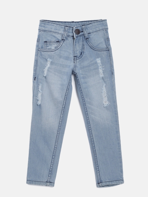 

612 league Girls Blue Regular Fit High-Rise Mildly Distressed Jeans