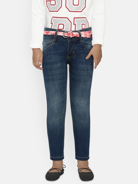 

612 league Girls Blue Regular Fit Mid-Rise Clean Look Jeans