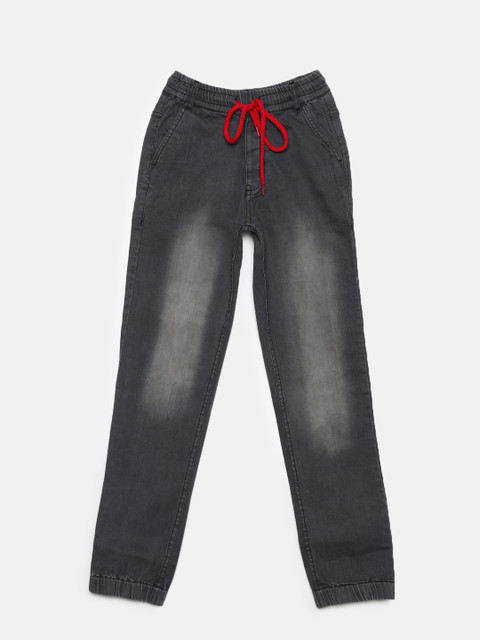 

612 league Boys Grey Regular Fit Faded Denim Joggers