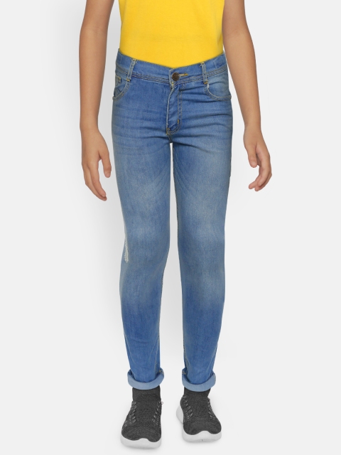 

612 league Boys Blue Regular Fit Mid-Rise Low Distress Stretchable Jeans