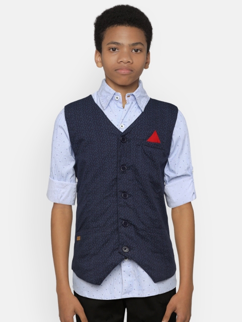 

612 league Boys Blue Regular Fit Printed Casual Shirt