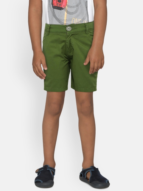 

612 league Boys Green Solid Regular Fit Chino Shorts