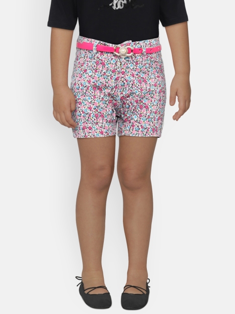 

612 league Girls Pink Printed Regular Fit Shorts