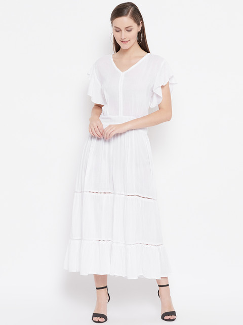 

Belle Fille Women White Solid Maxi Dress