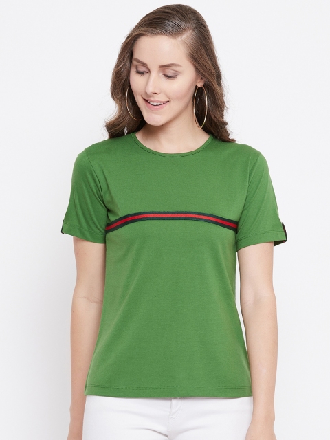 

Belle Fille Women Green Solid Pure Cotton Top