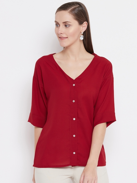 

Belle Fille Women Maroon Solid Top