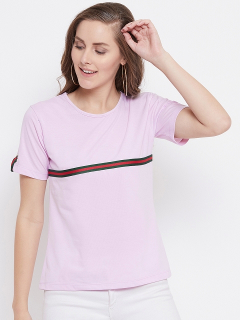 

Belle Fille Women Pink Striped Detail Pure Cotton Top