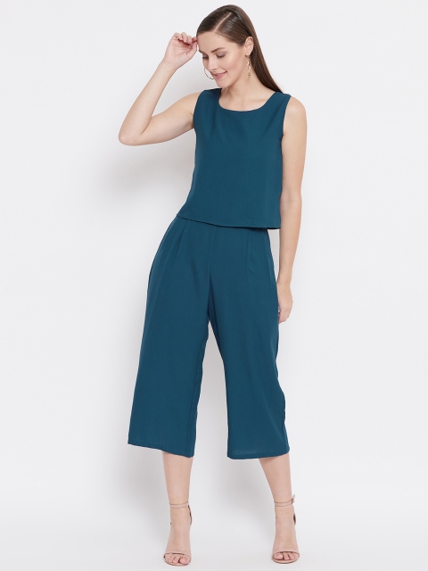 

Belle Fille Teal Blue Solid Layered Culotte Jumpsuit