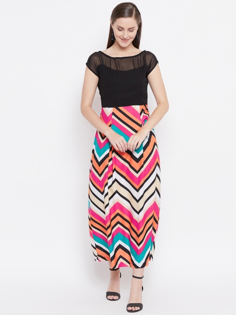 

Belle Fille Women Black & Pink Printed Maxi Dress