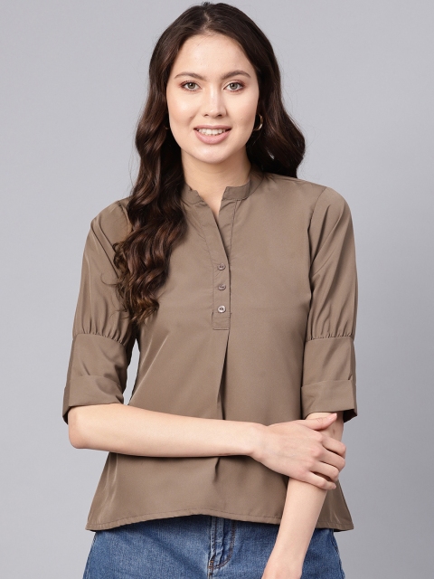 

Ives Women Taupe Solid Shirt Style Top