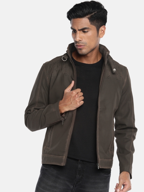 

Pepe Jeans Men Brown Solid Biker Jacket
