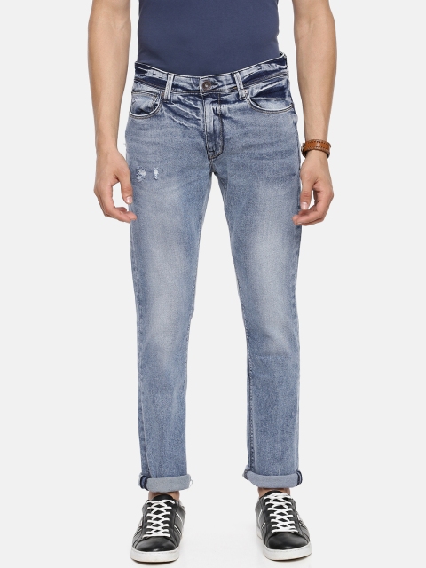 

Pepe Jeans Men Blue Regular Fit Low-Rise Low Distressed Stretchable Jeans