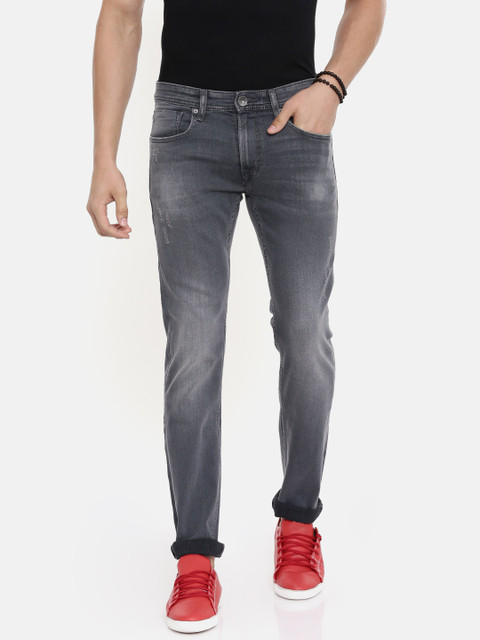 

Pepe Jeans Men Grey Vapour Slim Fit Low-Rise Low Distress Stretchable Jeans