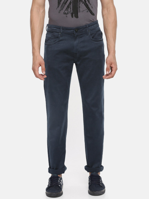 

Pepe Jeans Men Navy Blue Holborne Fit Mid-Rise Clean Look Stretchable Jeans
