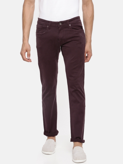 

Pepe Jeans Men Burgundy Slim Fit Low-Rise Clean Look Stretchable Jeans, Maroon