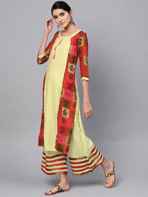 

Ishin Women Yellow & Red Solid Kurta with Palazzos