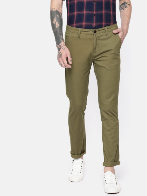 

Pepe Jeans Men Olive Green Bonobo Slim Fit Solid Chinos