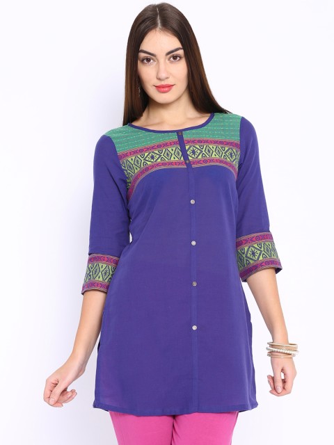 

Aurelia Purple Kurti with Woven Design