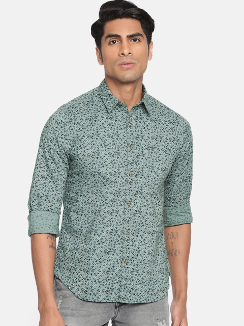 

Pepe Jeans Men Teal Green & Black Regular Fit Printed Casual Shirt