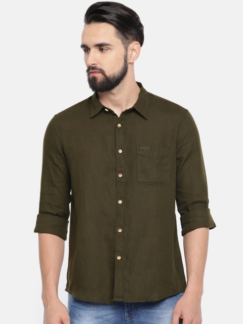

Pepe Jeans Men Olive Green Regular Fit Solid Casual Shirt