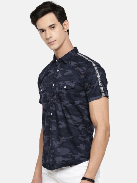 

Pepe Jeans Men Navy Blue Regular Fit Printed Casual Shirt