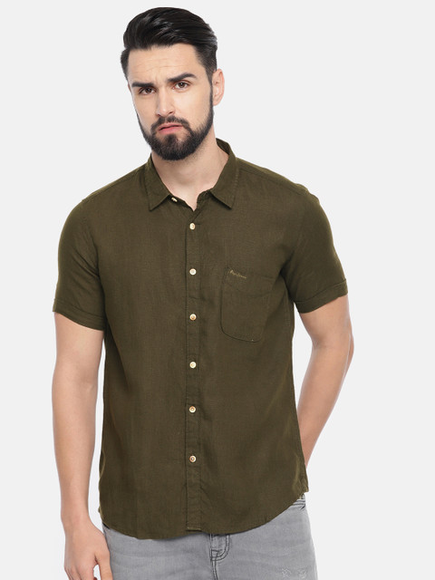 

Pepe Jeans Men Olive Green Regular Fit Solid Casual Shirt
