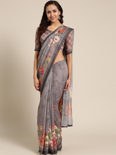 

Saree mall Grey & Peach-Coloured Printed Saree