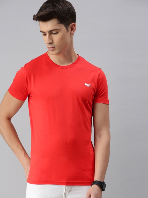 

BEAT LONDON by PEPE JEANS Men Red Solid Slim Fit Round Neck Pure Cotton T-shirt