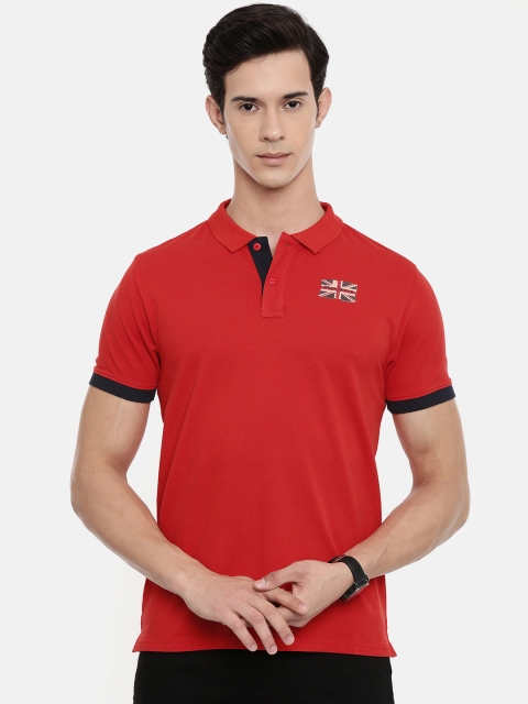 

Pepe Jeans Men Red Solid Polo Collar Pure Cotton T-shirt