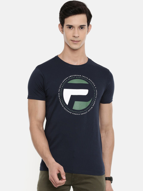 

Pepe Jeans Men Navy Blue Printed Round Neck Pure Cotton T-shirt