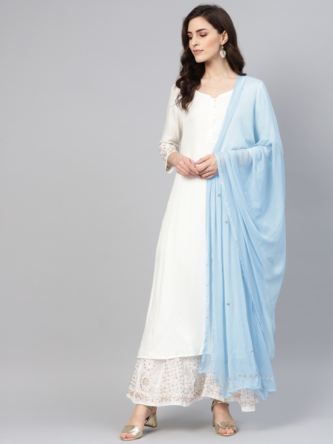 

Saadgi Blue Mukaish work Handloom Dupatta