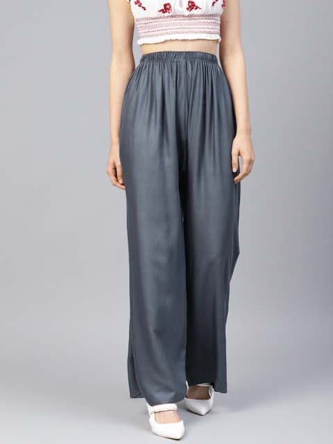 

Jompers Women Charcoal Grey Solid Wide Leg Palazzos