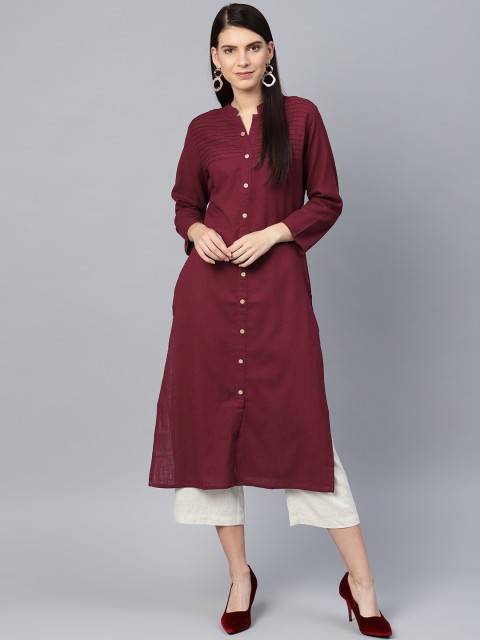 

Jompers Women Purple Solid Straight Kurta