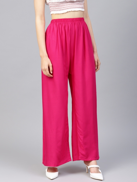 

Jompers Women Pink Solid Wide Leg Palazzos