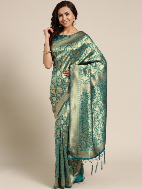 

Saree mall Green & Golden Woven Design Dharmavaram Saree