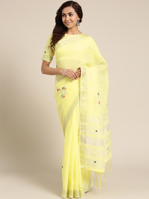 

Saree mall Yellow Embroidered Handloom Saree