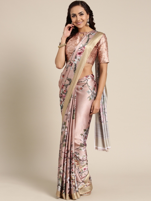 

Saree mall Dusty Pink & Green Printed Saree