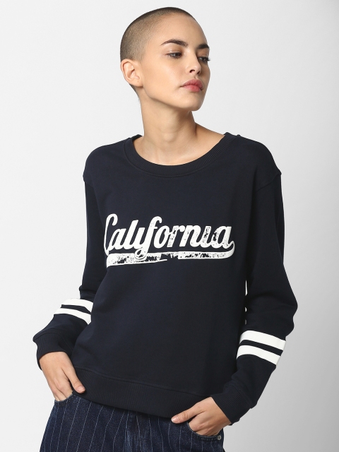 

ONLY Women Navy Blue & White Printed Sweatshirt