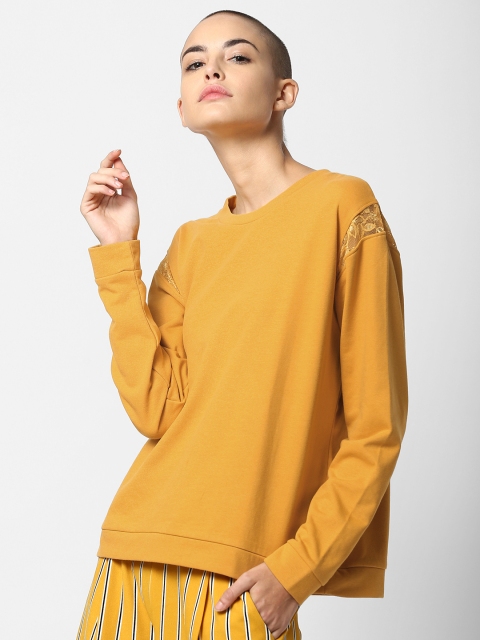 

ONLY Women Yellow Solid Sweatshirt