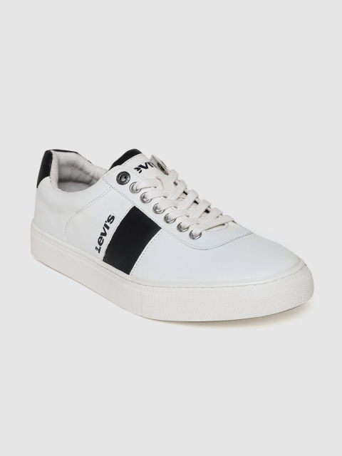 

Levis Men White & Navy Blue Solid Sneakers