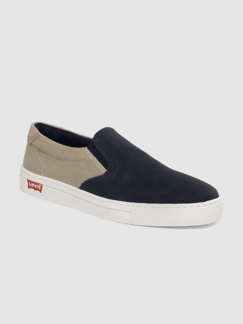 

Levis Men Navy Blue & Beige Colourblocked Slip-On Sneakers