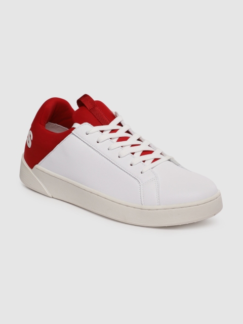 

Levis Men White & Red Lace-Up Sneakers