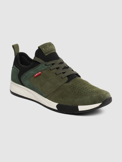 

Levis Men Olive Green Suede Sneakers