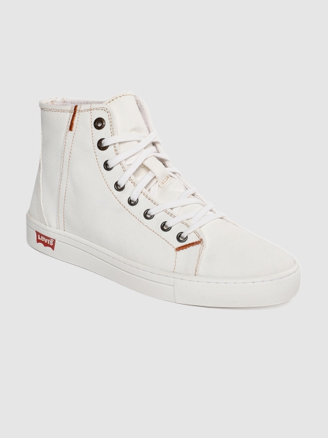 

Levis Men White Solid Canvas Mid-Top Flat Boots