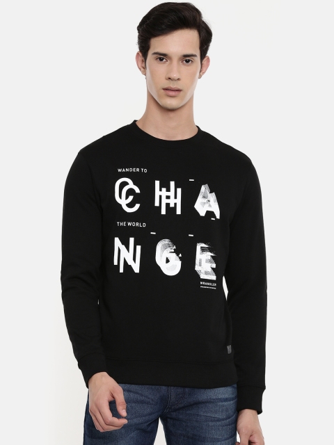

Wrangler Men Black & White Printed Sweatshirt