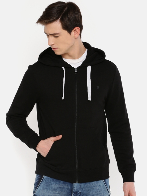 

Wrangler Men Black Solid Hooded Sweatshirt