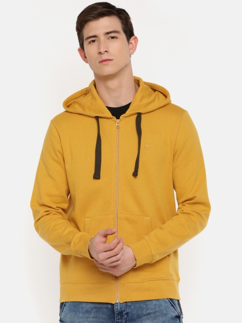 

Wrangler Men Mustard Solid Hooded Sweatshirt