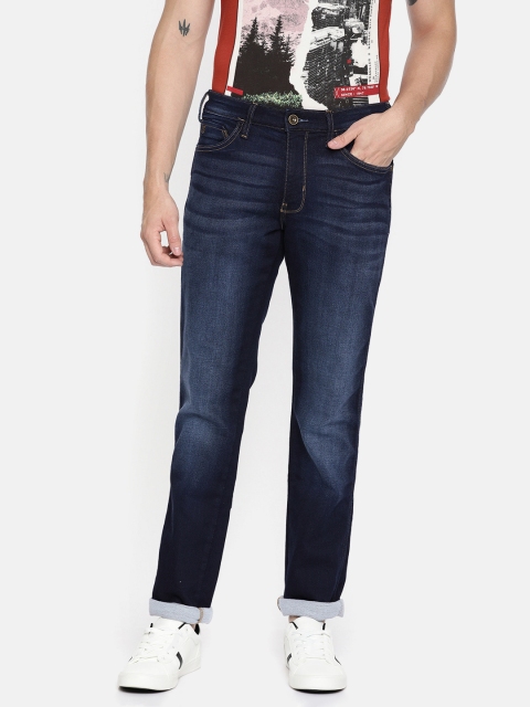 

Wrangler Men Navy Blue Millard Fit Mid-Rise Clean Look Stretchable Jeans