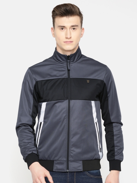 

Wrangler Men Grey & Black Colourblocked Slim Fit Bomber