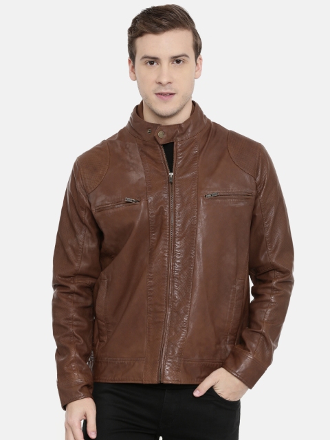 

Wrangler Men Brown Solid Biker Slim Fit Jacket